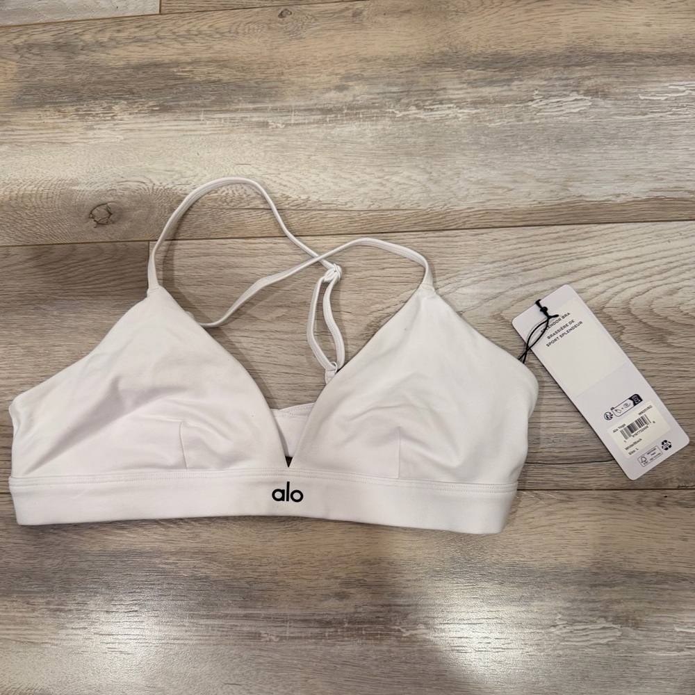 ALO Yoga White Splendor Bra - large NWT